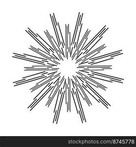 Sun rays, linear drawing on a white background, vector