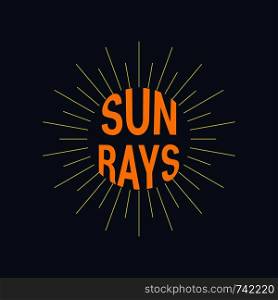 Sun rays Logotype. Linear drawing. Vintage and hipster sun rays