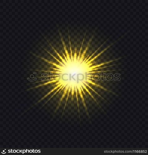 Sun rays on a transparent background. Vector illustration