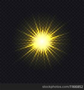 Sun rays on a transparent background. Vector illustration