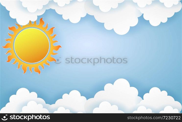 Sun rising over the cloud on abstract background.paper