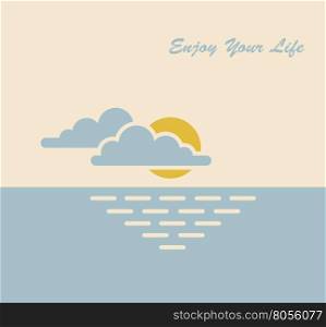 sun sea clouds nature enjoying vector symbol illustration