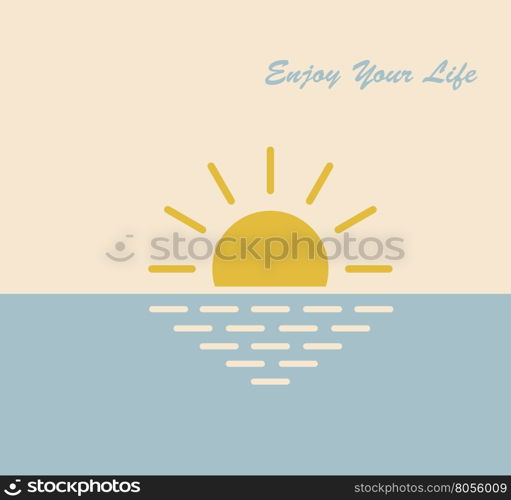 sun sea nature enjoying vector symbol illustration