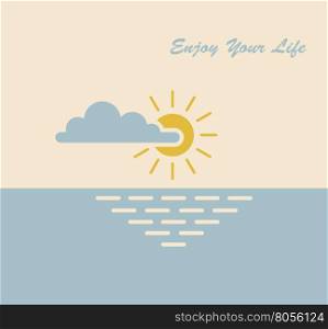 sun sea nature enjoying vector symbol illustration
