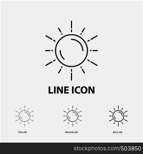 sun, space, planet, astronomy, weather Icon in Thin, Regular and Bold Line Style. Vector illustration. Vector EPS10 Abstract Template background
