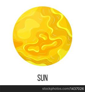 Sun star planet isolated on white background. Solar system. Cartoon style vector illustration for any design.