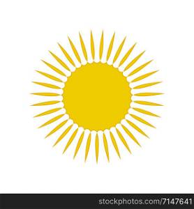 Sun symbol icon on white, stock vector illustration