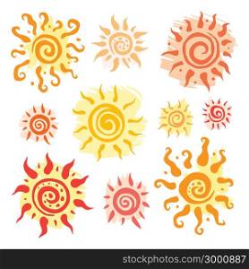 Sun symbols collection. Vector hand drawn illustration.