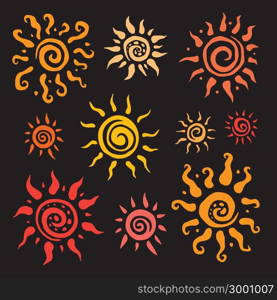 Sun symbols collection. Vector hand drawn illustration.
