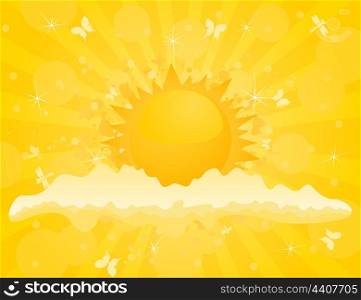 Sun. The cloud closes the sun. A vector illustration