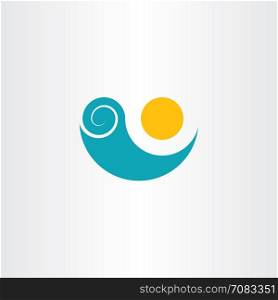 sun tourism beach water wave icon