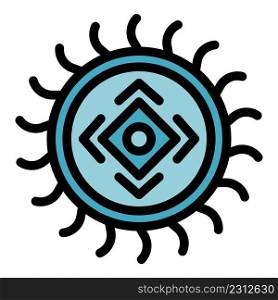 Sun tribal amulet icon. Outline sun tribal amulet vector icon color flat isolated. Sun tribal amulet icon color outline vector