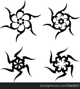 Sun Tribal Tattoo Design Vector Art Illustration