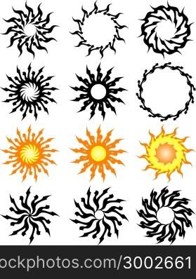 Sun Tribal Tattoo set