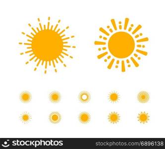 Sun vector collection on white background. Sun vector collection on white background in rounded lines style