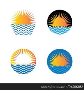 Sun wave logo icon vector illustration