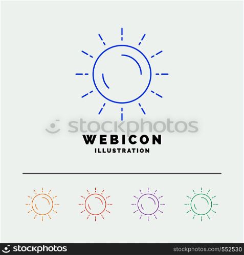 sun, weather, sunset, sunrise, summer 5 Color Line Web Icon Template isolated on white. Vector illustration. Vector EPS10 Abstract Template background
