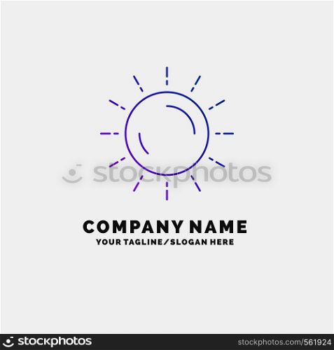 sun, weather, sunset, sunrise, summer Purple Business Logo Template. Place for Tagline. Vector EPS10 Abstract Template background