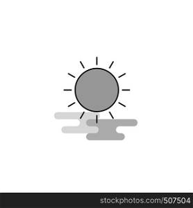 Sun Web Icon. Flat Line Filled Gray Icon Vector
