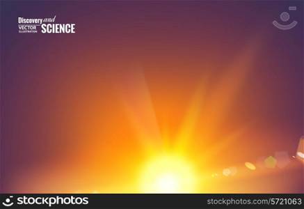 Sun with lens flare. Vector illustration.