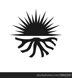 Sun with root resource logo vector design illustration