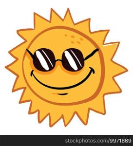 Sun with sunglasses, illustration, vector on white background