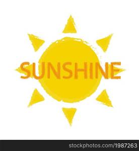 Sun with sunshine sign vector logo isolated on white. Sun with sunshine sign