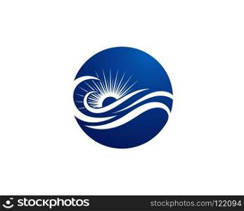 Sun With Water wave icon vector illustration design logo template
