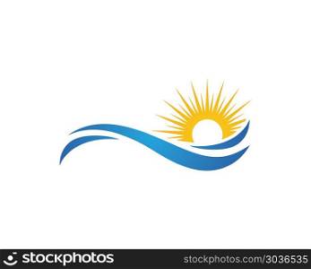 Sun With Water wave icon vector. Sun With Water wave icon vector illustration design logo template