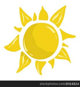 Sun. Yellow icon on white background. Vector illustration. Sun. Yellow icon on white background. Vector illustration.