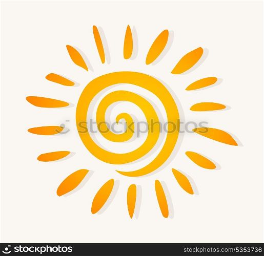 Sun3. The drawn sun on a white background. A vector illustration