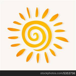 Sun3. The drawn sun on a white background. A vector illustration