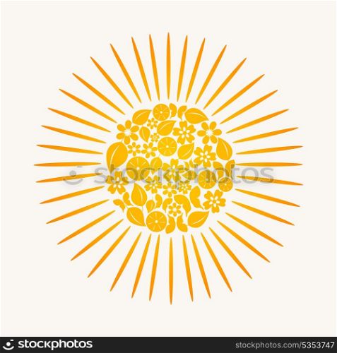 Sun4. The sun made of plants. A vector illustration