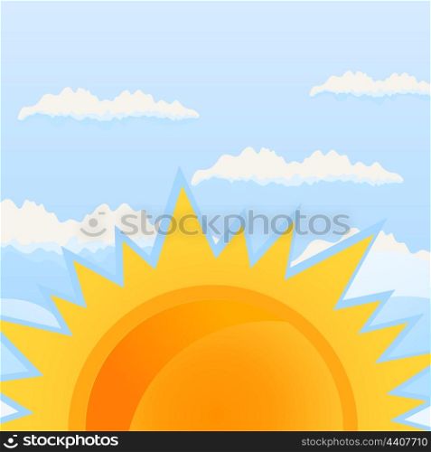Sun6. The orange sun against the blue sky. A vector illustration