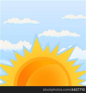 Sun6. The orange sun against the blue sky. A vector illustration