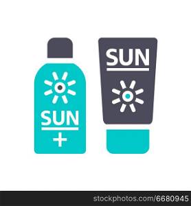 Sunblock, gray turquoise icon on a white background. New gray turquoise icon on a white background