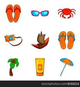Sunburn icons set. Cartoon set of 9 sunburn vector icons for web isolated on white background. Sunburn icons set, cartoon style