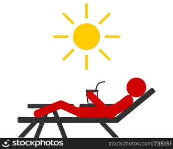 Sunburn people on sun lounger without protection