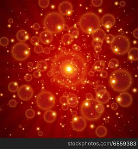 sunburst background red ray texture graphic with sparkle, Vector Illustration
