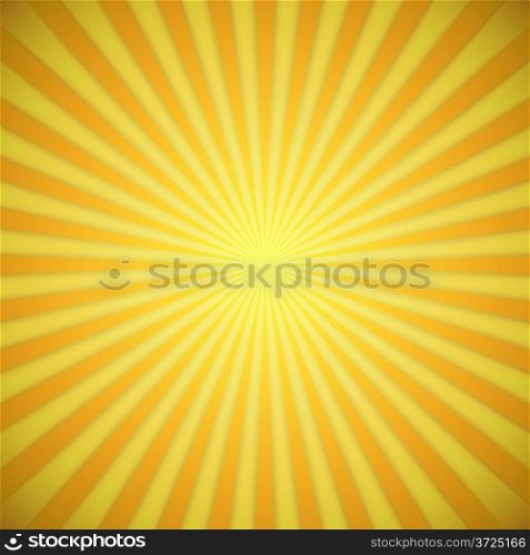 Sunburst bright yellow and orange vector background with shadow effect.