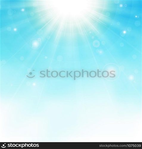 Sunburst center on blue sky background, vector eps10