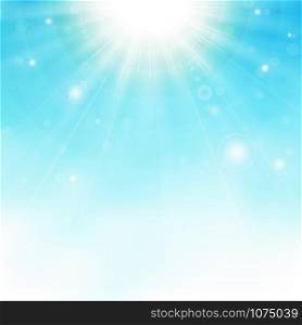 Sunburst center on blue sky background, vector eps10