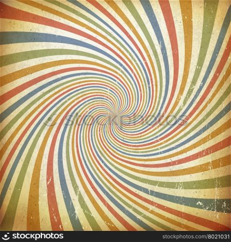 Sunburst colorful vintage background. Old paper texture