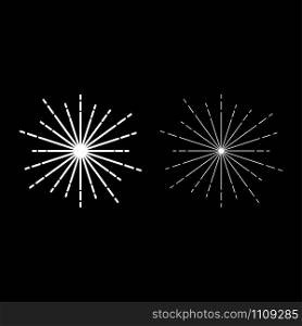 Sunburst Fireworks rays Radial ray Beam lines Sparkle Glaze Flare Starburst concentric radiance lines icon outline set white color vector illustration flat style simple image