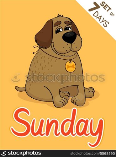 Sunday dog weekdays hipster vector illustration calendar set