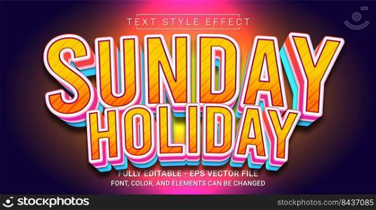 Sunday Holiday Text Style Effect. Editable Graphic Text Template.