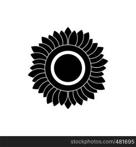Sunflower black simple icon isolated on white background. Sunflower black simple icon