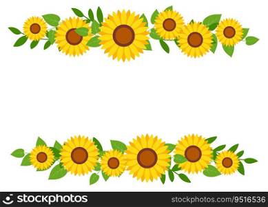 Sunflower border frame background. Sunflower template invitation greeting card.