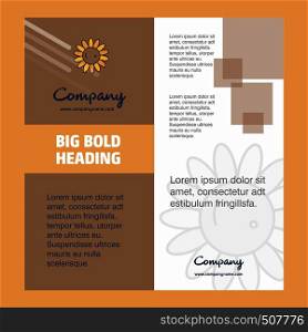 Sunflower Company Brochure Title Page Design. Company profile, annual report, presentations, leaflet Vector Background