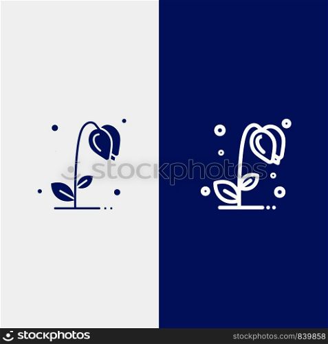 Sunflower, Floral, Nature, Spring Line and Glyph Solid icon Blue banner Line and Glyph Solid icon Blue banner